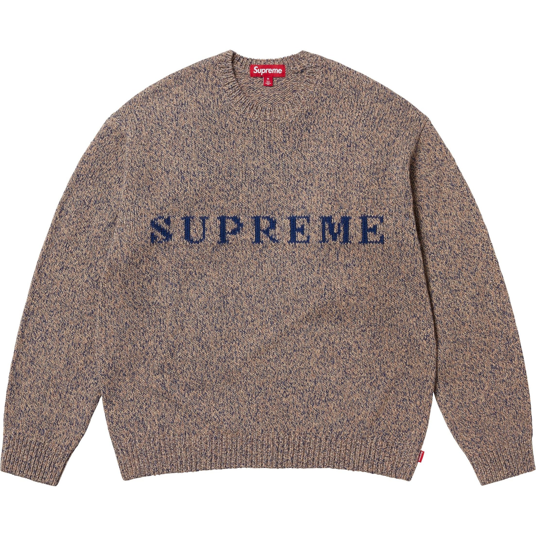 Supreme Contrast Logo Sweater (SS25) - Taupe Mélange - $158