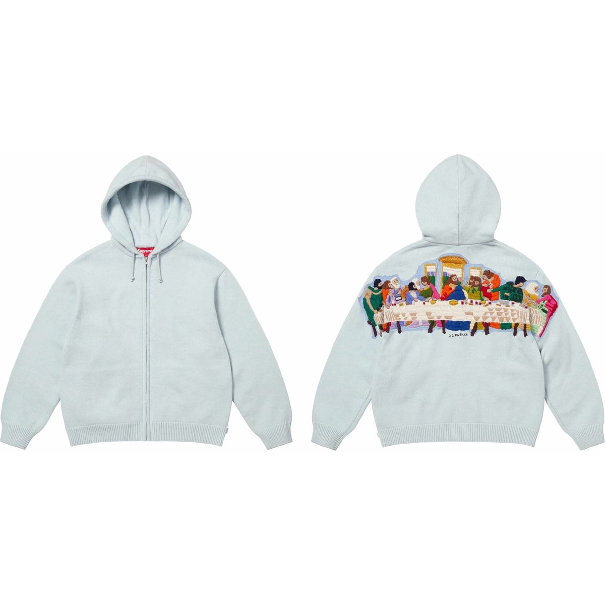 Last Supper Embroidered Zip Up Hooded Sweater - Supreme Last Supper Embroidered Zip Up Hooded Sweater - Supreme