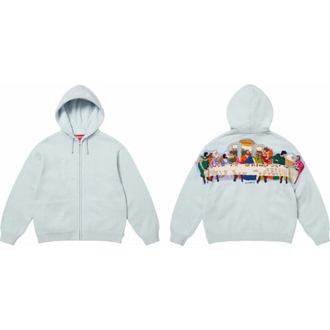 トップス Last Supper Embroidered Hooded Sweater Supreme Last Supper Embroidered Zip Up Hooded Sweater Black Men's