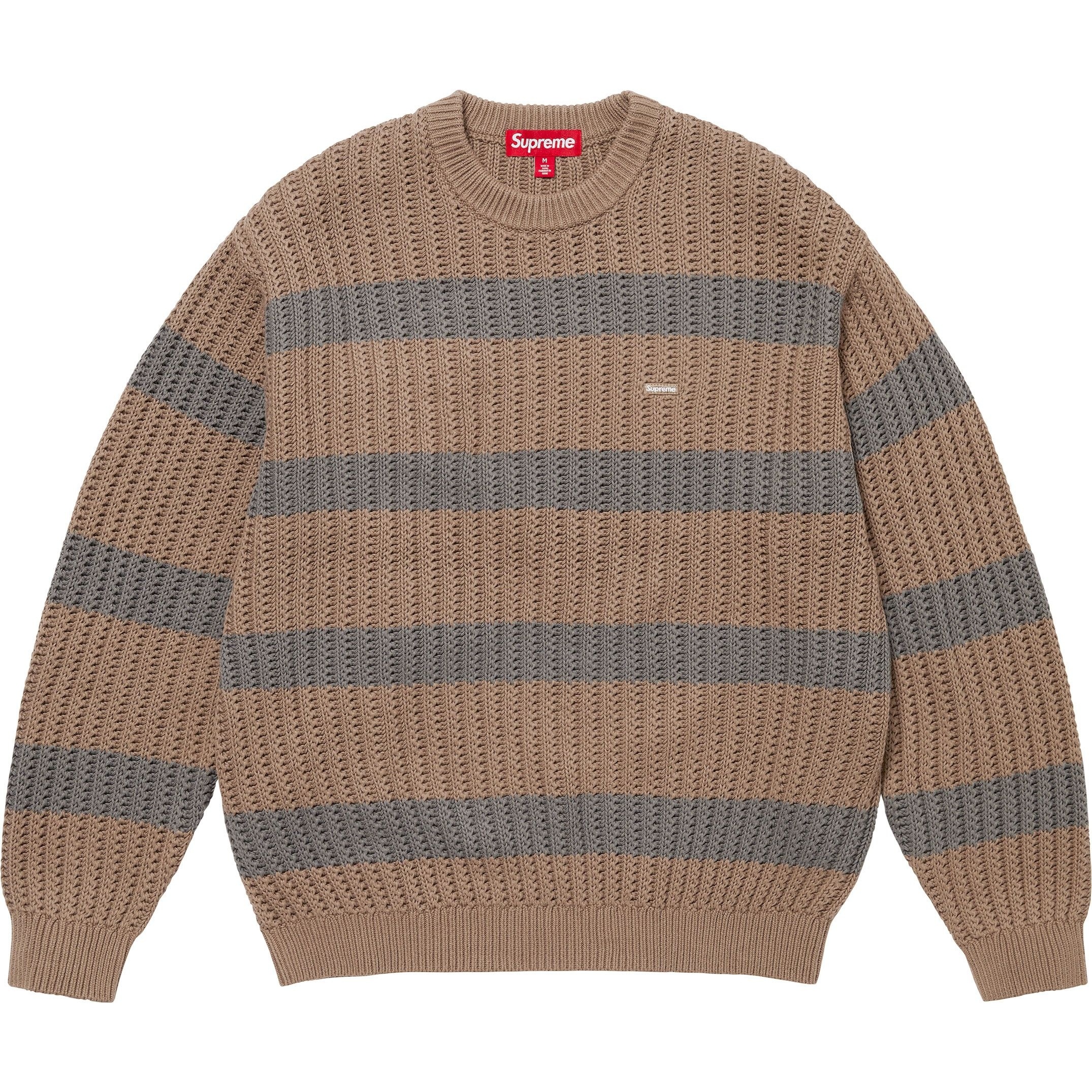 Supreme Loose Gauge Stripe Small Box Sweater (SS25) - Khaki - $148