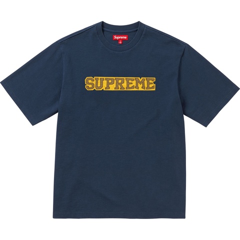 Supreme Satin Appliqué S/S Top - Navy