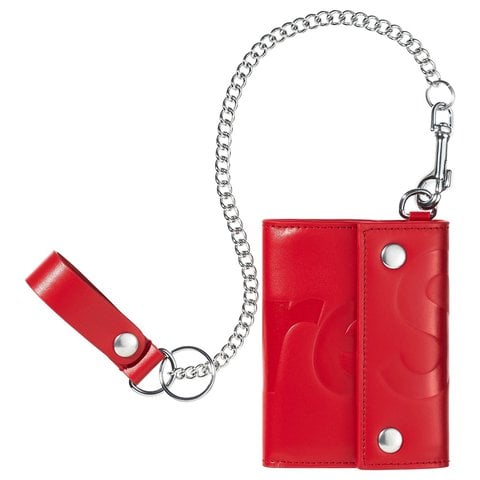Supreme Leather Chain Wallet - Red