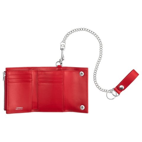 Supreme Leather Chain Wallet - Red