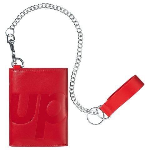 Supreme Leather Chain Wallet - Red