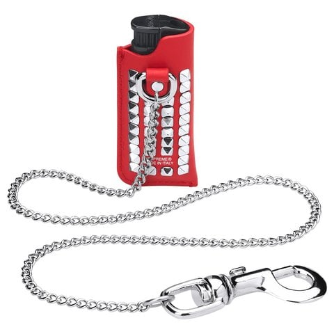 Supreme Studded Leather Lighter Holder - Red