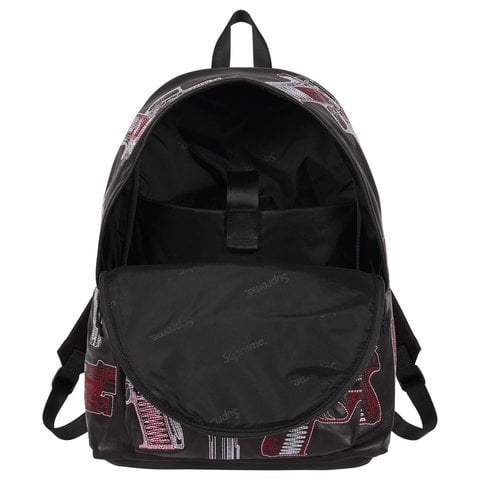 Supreme Guns Embroidered Leather Backpack - Black