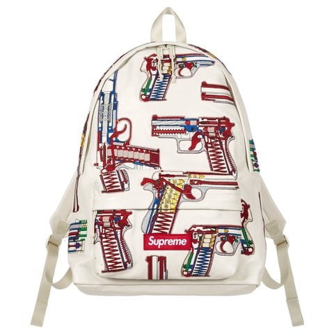 Guns Embroidered Leather Backpack - Supreme