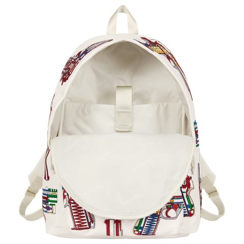 Supreme Guns Embroidered Leather Backpack - White