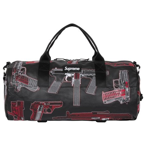 Alfredo Martinez Guns Embroidered Leather Duffle Bag - Supreme
