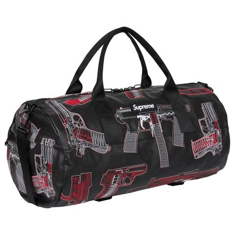 Supreme Guns Embroidered Leather Duffle Bag - Black