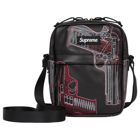 Guns Embroidered Leather Shoulder Bag - Supreme