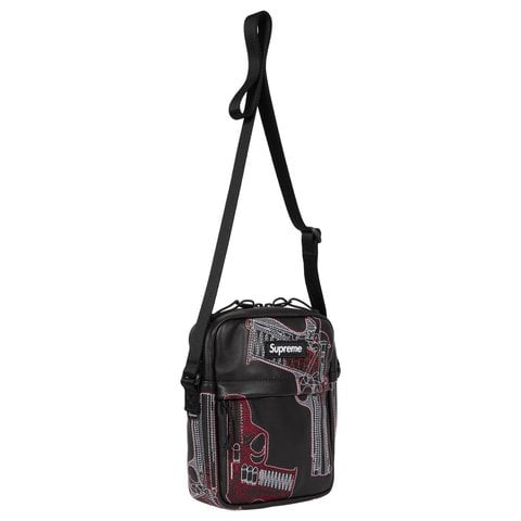 Guns Embroidered Leather Shoulder Bag - Supreme
