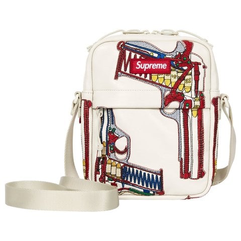 Guns Embroidered Leather Shoulder Bag - Supreme