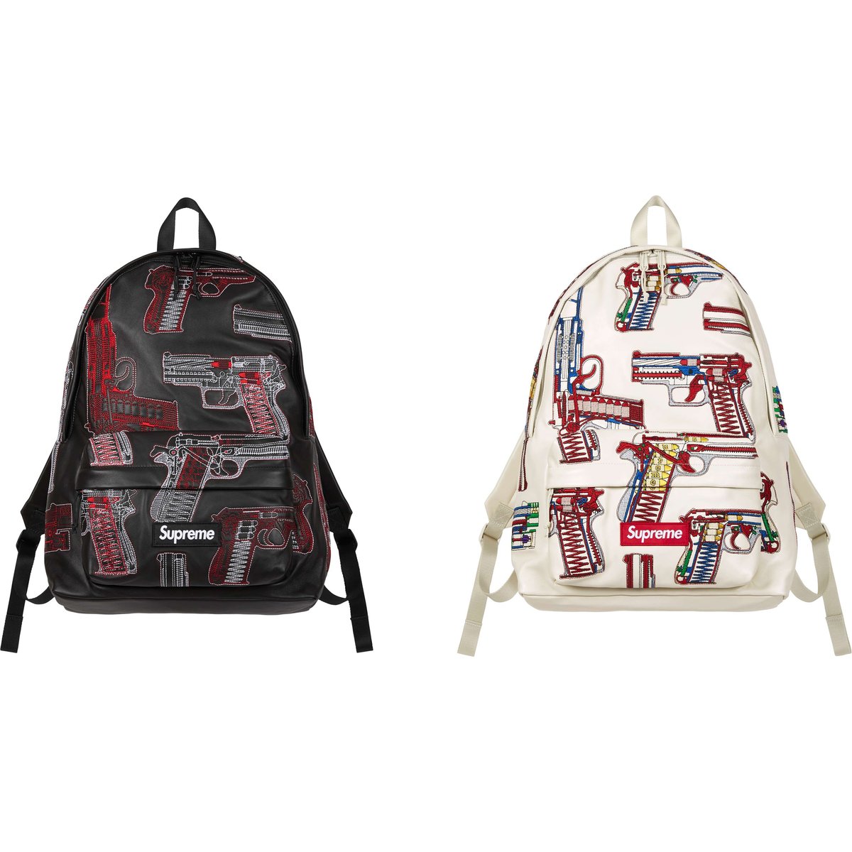 G**s Embroidered Leather Backpack