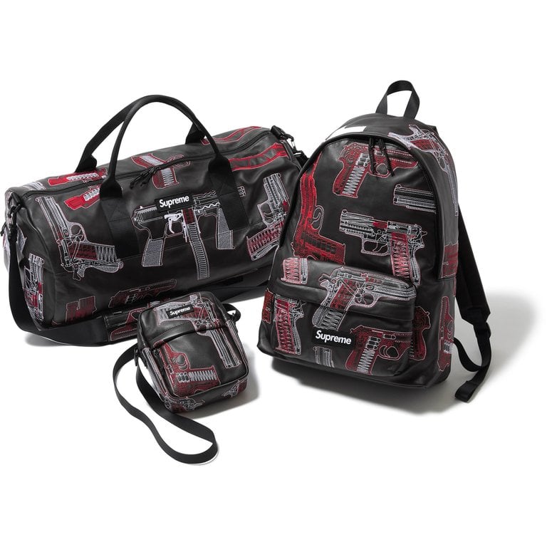 Supreme Guns Embroidered Leather Bags Black SS26