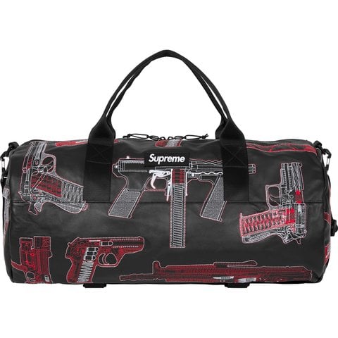 Supreme Guns Embroidered Leather Duffle Bag - Black
