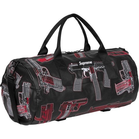 Supreme Guns Embroidered Leather Duffle Bag - Black