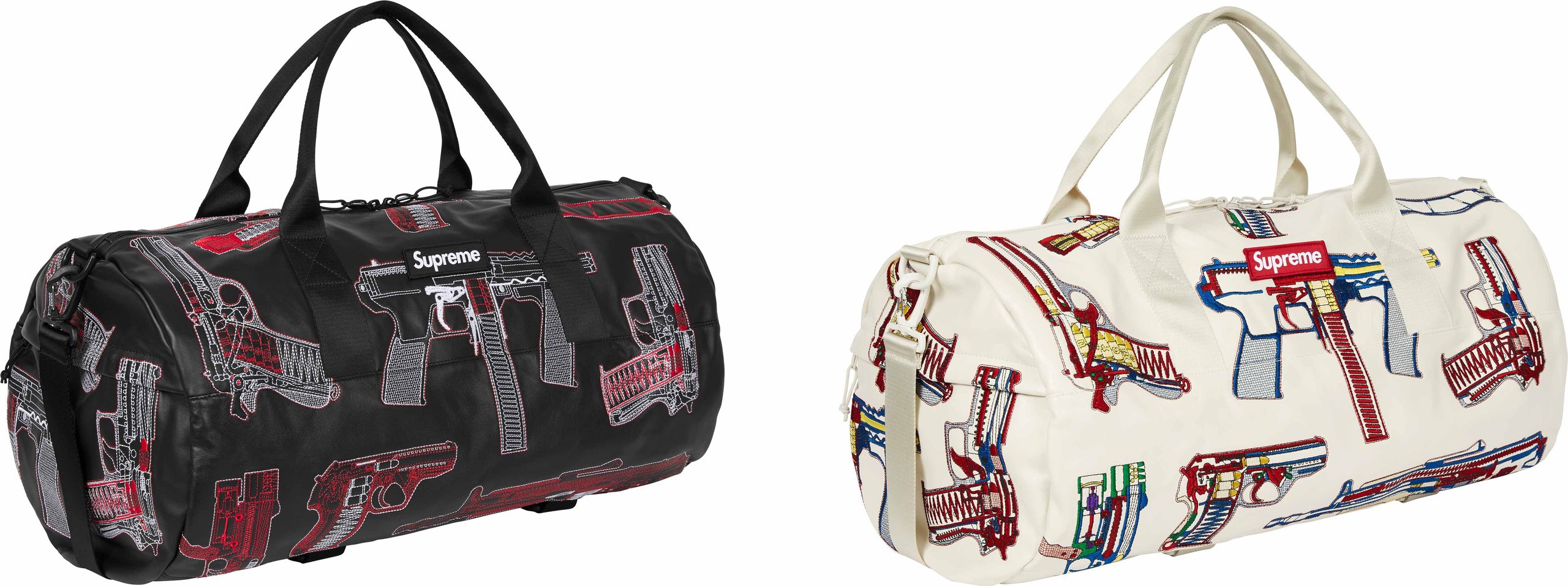 Guns Embroidered Leather Duffle Bag - Supreme