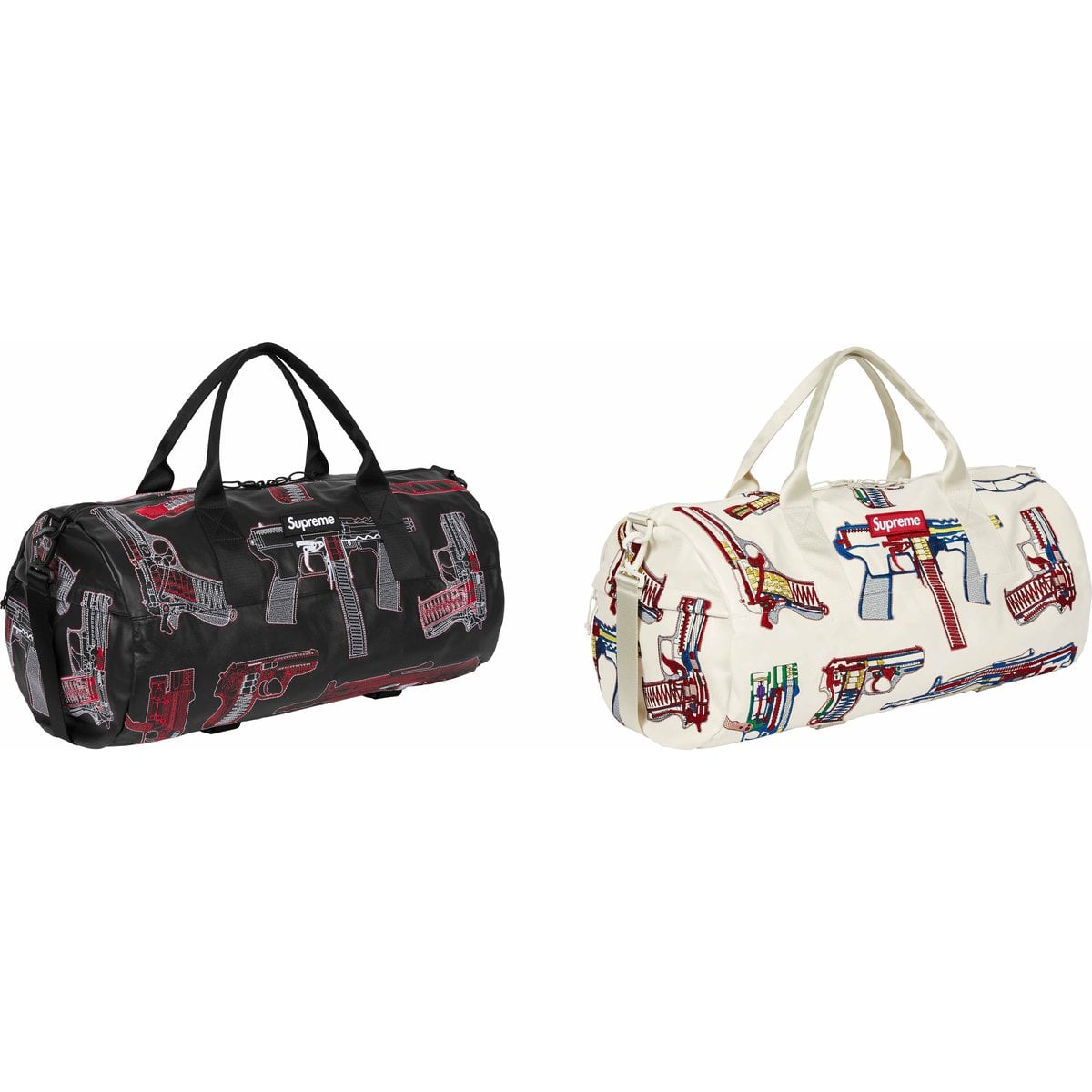 G**s Embroidered Leather Duffle Bag