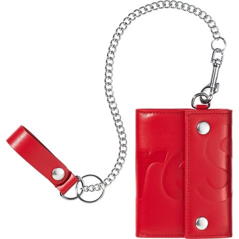 Supreme Leather Chain Wallet - Red