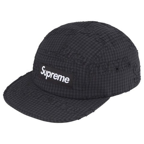 Supreme Monogram Gingham Camp Cap - Black