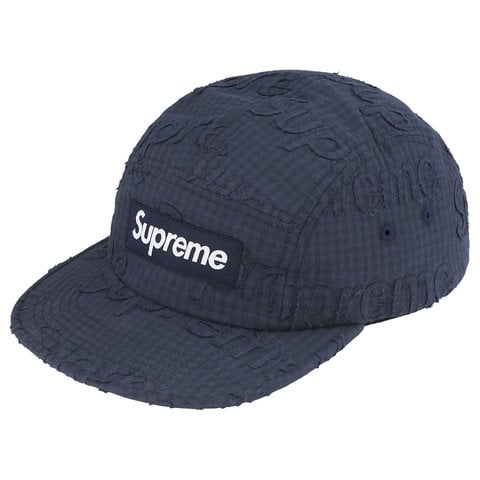 Supreme Monogram Gingham Camp Cap - Navy