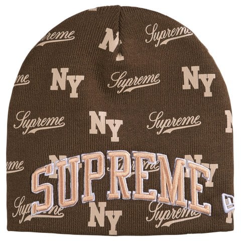 Supreme New Era® Monogram Beanie - Brown