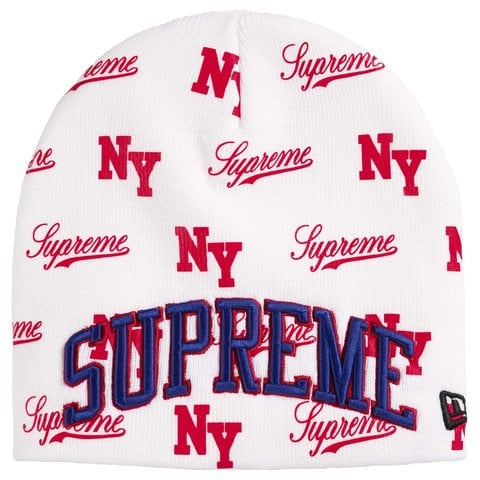 Supreme New Era® Monogram Beanie - White