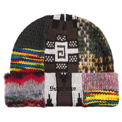 Supreme Patchwork Beanie - Brown
