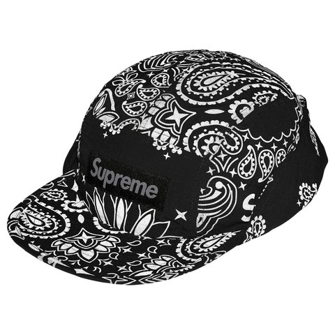 Supreme Reflective Bandana Sunshield Camp Cap - Black