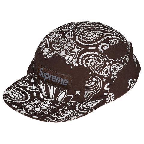 Supreme Reflective Bandana Sunshield Camp Cap - Brown