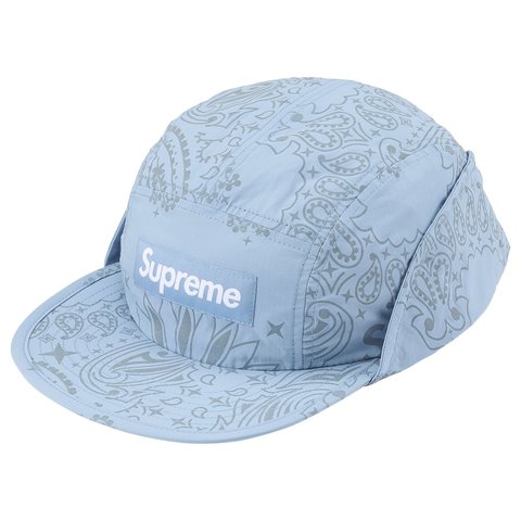 Supreme Reflective Bandana Sunshield Camp Cap - Light Blue