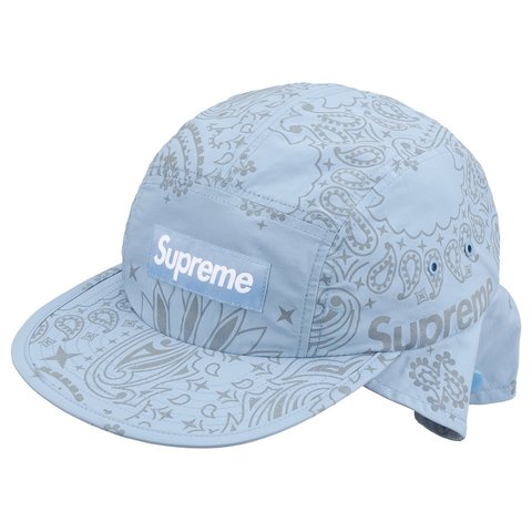 Supreme Reflective Bandana Sunshield Camp Cap - Light Blue