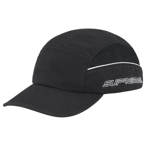 Supreme Side Mesh Piping Camp Cap - Black