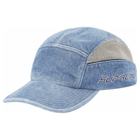 Supreme Side Mesh Piping Camp Cap - Denim