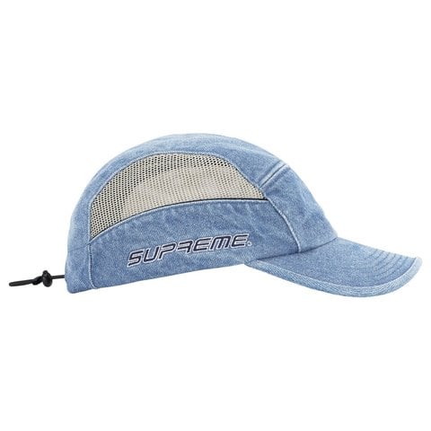 Supreme Side Mesh Piping Camp Cap - Denim