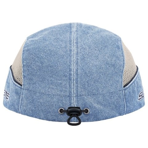 Supreme Side Mesh Piping Camp Cap - Denim