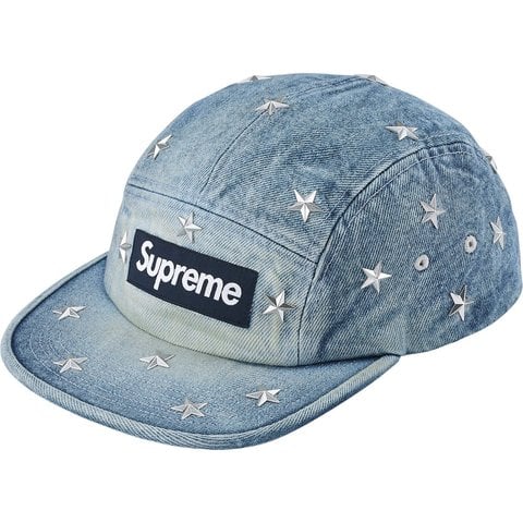 シュプリーム　スタースタッズデニムキャンプキャップ Supreme Stars Studded Denim Camp Cap Washed Black - US