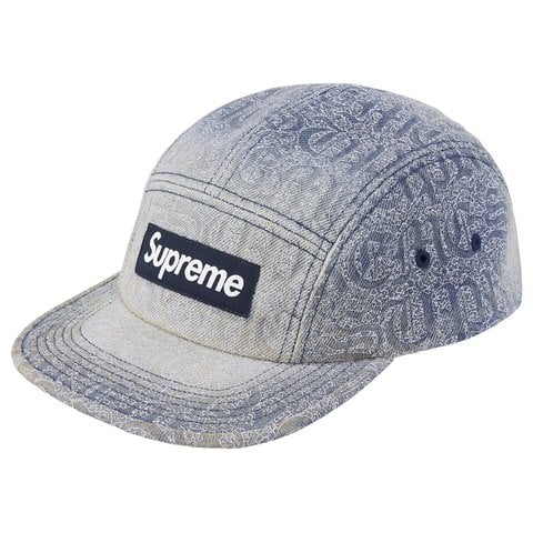 Supreme Stitched Old English Denim Camp Cap - Blue
