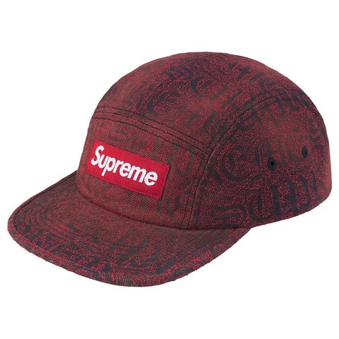 Supreme Stitched Old English Denim Camp Cap - Red