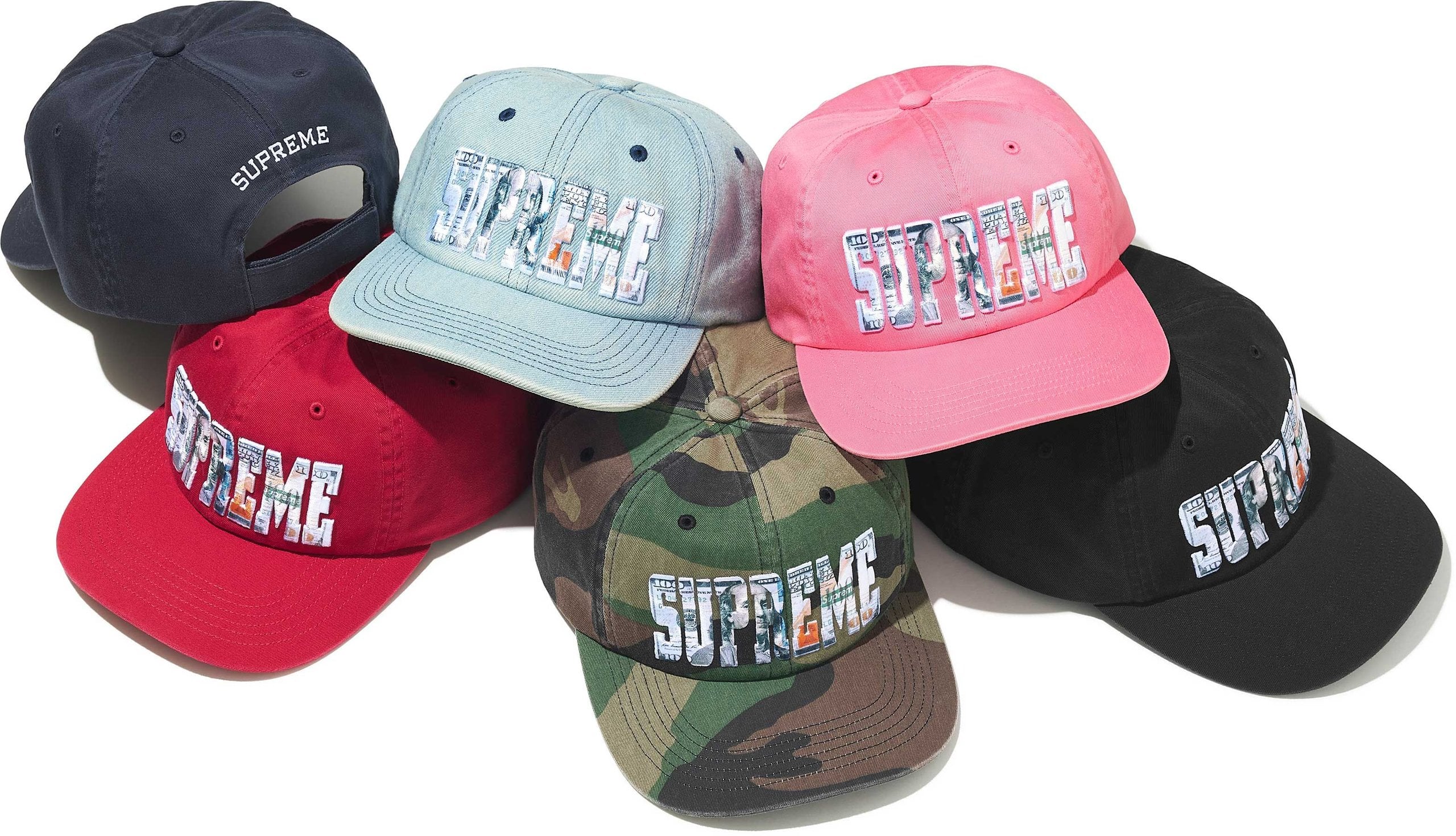 新品　Embroidered Money Logo 6-Panel Black Embroidered Money Logo 6-Panel - Supreme