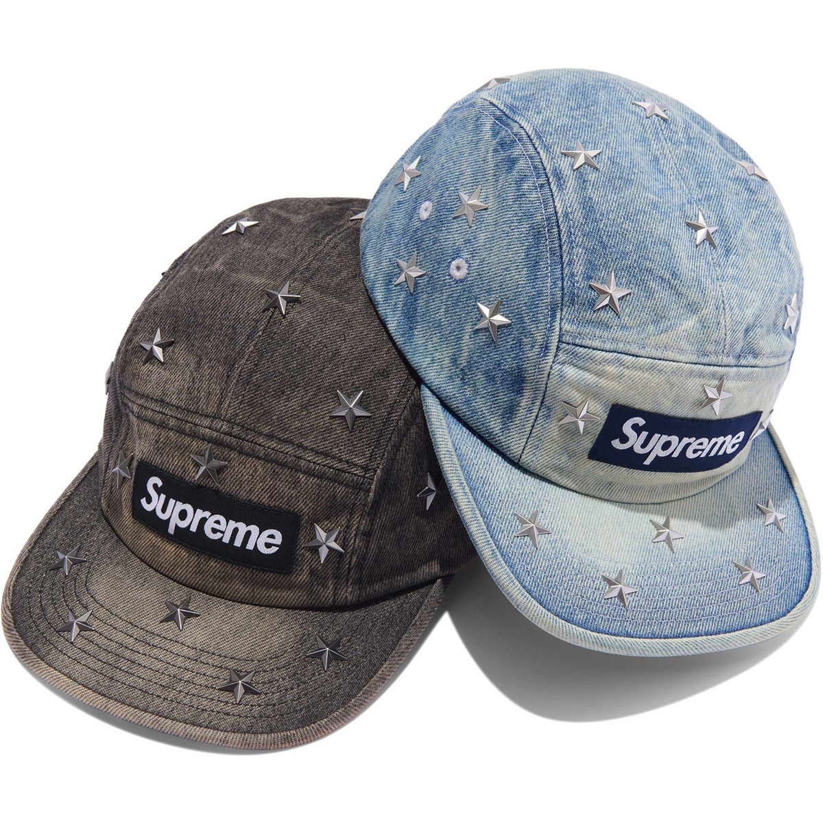 Stars Studded Denim Camp Cap