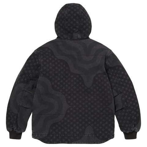 Supreme Flag Quilted Hooded Work Jacket - Black