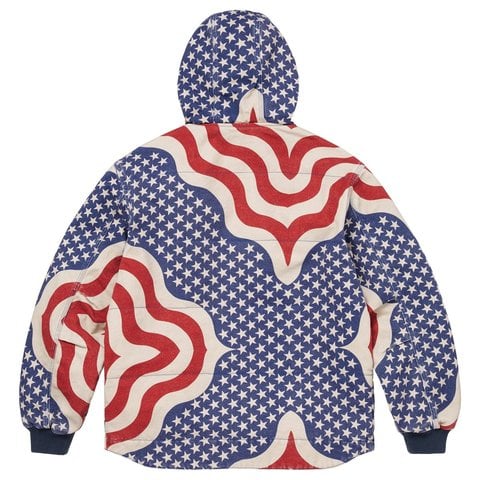 Supreme Flag Quilted Hooded Work Jacket - Multicolor