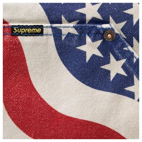 Supreme Flag Quilted Hooded Work Jacket - Multicolor