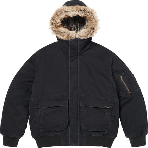 Supreme Reversible Faux Fur Hooded Work Jacket - Black
