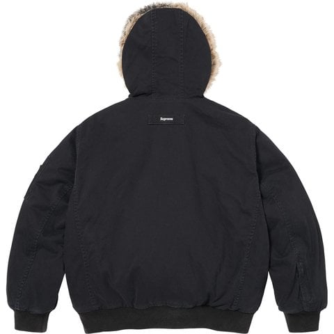 Supreme Reversible Faux Fur Hooded Work Jacket - Black