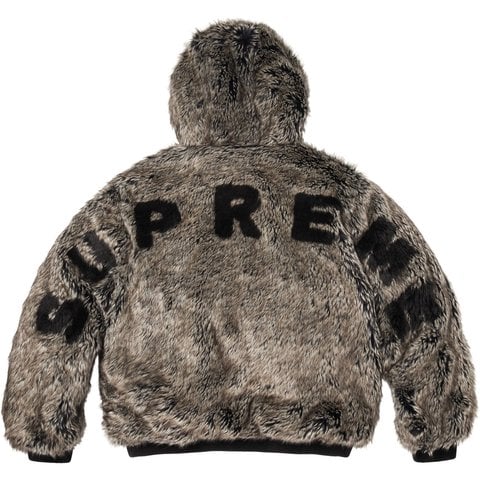 Supreme Reversible Faux Fur Hooded Work Jacket - Black