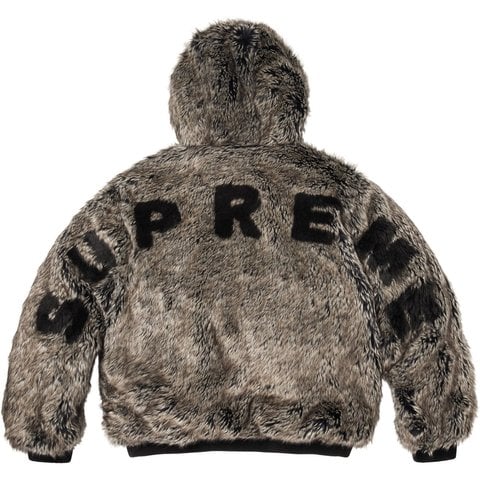 Supreme Reversible Faux Fur Hooded Work Jacket - Black