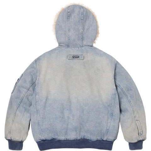 Supreme Reversible Faux Fur Hooded Work Jacket - Denim